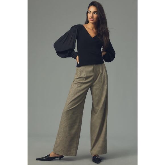 NWT Anthropologie Twofer Black Faux-Wrap Sweater - XS - Picture 2 of 5